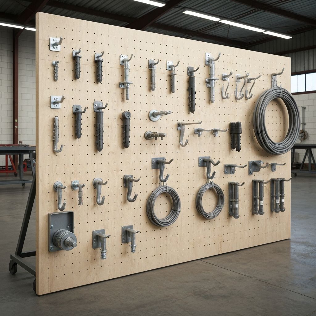 Verschiedene Aufhängungssysteme und Befestigungsmethoden an Wänden unterschiedlicher Materialien