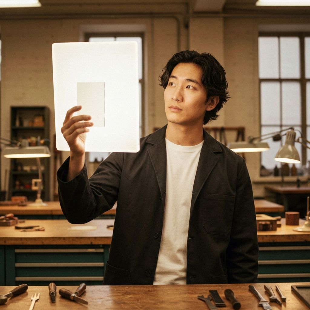 Marcus Weiss untersucht sorgfältig verschiedene Glasproben und deren Lichttransmission